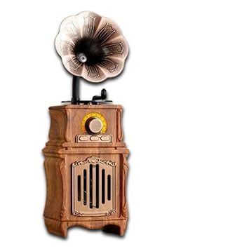 Portable Wireless Speaker I Gramophone-Shaped Bluetooth Speaker I Retro I Vintage Look I Modern HD Loud Sound with Mic AS31