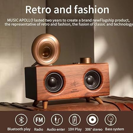 Retro Wood Speaker Vintage Loudspeaker Support TF FM Radio Music Aux Subwoofer Classic Sound Box