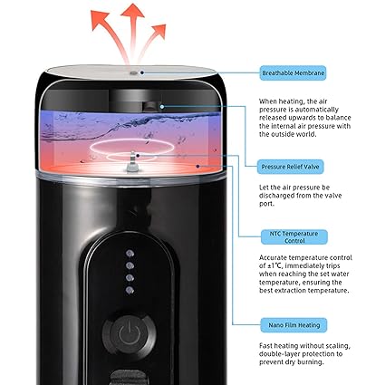 Mini Coffee Maker, Portable Coffee Maker with USB Charging, Travel Coffee Machine, Compatible with Capsule and Floor for Outdoor Car Office