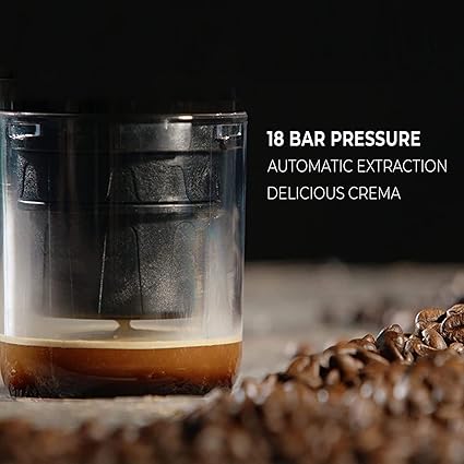 Mini Coffee Maker, Portable Coffee Maker with USB Charging, Travel Coffee Machine, Compatible with Capsule and Floor for Outdoor Car Office