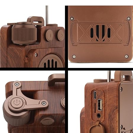 Bluetooth Portable Speaker/FM, Vintage Speaker, USB/Aux Bluetooth Connectivity 10w Bluetooth Speaker (Brown, Stereo Channel)