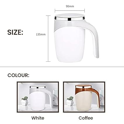 Electric Mixing Cup, Stainless Steel Self Stirring Coffee Mug Cup Automatic Magnetic Stirring Coffee Mug Electric High Speed Mixing Cup for Coffee, Milk, Cocoa and Other Beverages