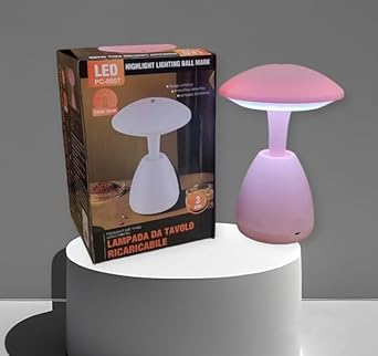 LED Mashroom Table Lamp Rechargeable Mushroom Night Desk Lamp | 3 Color Changing Lamp | Eye Protection Desk Lamp with Touch Sensor | Night Light for Living Room, Home Office, Restaurant