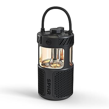 audio lightSPKR Bluetooth Wireless Speaker w/Camping Lantern: 360° Audio, 3 Audio Modes, 2 Light Colors & Infinite Brightness Adjustment, IPX6 Waterproof for Indoor & Outdoor use (Midnight Black)