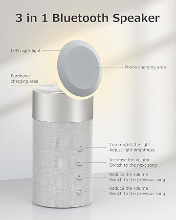 Bluetooth Speaker with Night Light - 3 in 1 Mag-Safe Wireless Charger for iPhone 16/15/14/13/12 Series, AirPods Pro/3/2，Gifts for Men& Women